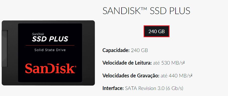 HD SSD DE 240GB PLUS SANDISK HD SSD DE 240GB PLUS SANDISK