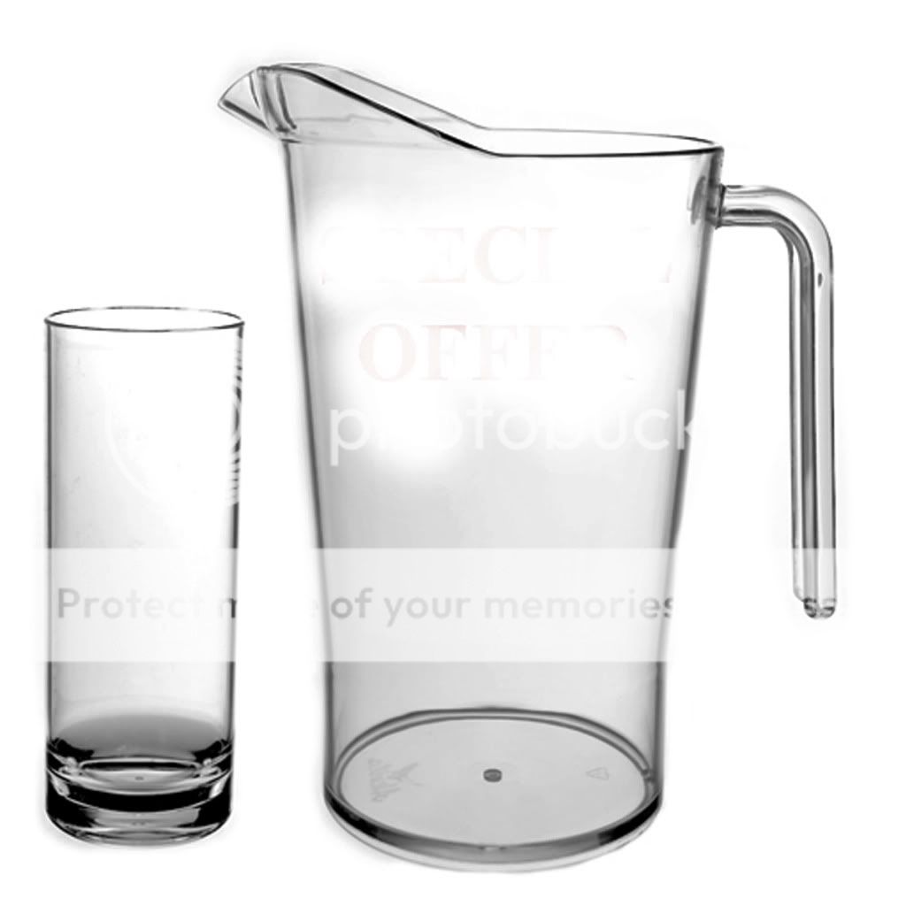 polycarbonate plastic pitcher 6 highball glasses offer