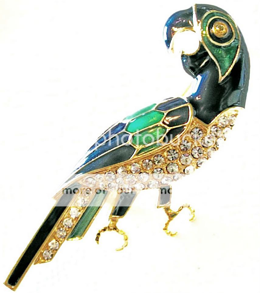 ART DECO PARROT PIN ENAMEL FIGURAL BIRD VINTAGE SPHINX  
