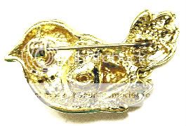 VINTAGE 50s BIRDIE TREMBLER PIN SWEET BIRD W SPRING WING ENAMEL 