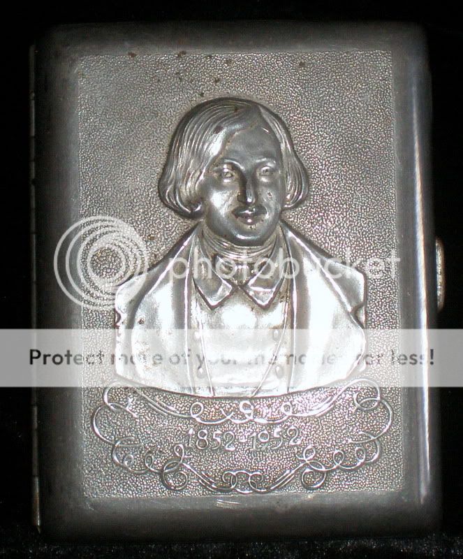  Soviet Cigarette Case Holder Metal USSR Steel Gogol RARE 1952